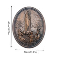Our Lady Of Fatima Wood Decor Miracles Plate Mary Apparition Holy Plate Christmas Easter Wood Carving Pendant Wooden Ceremony