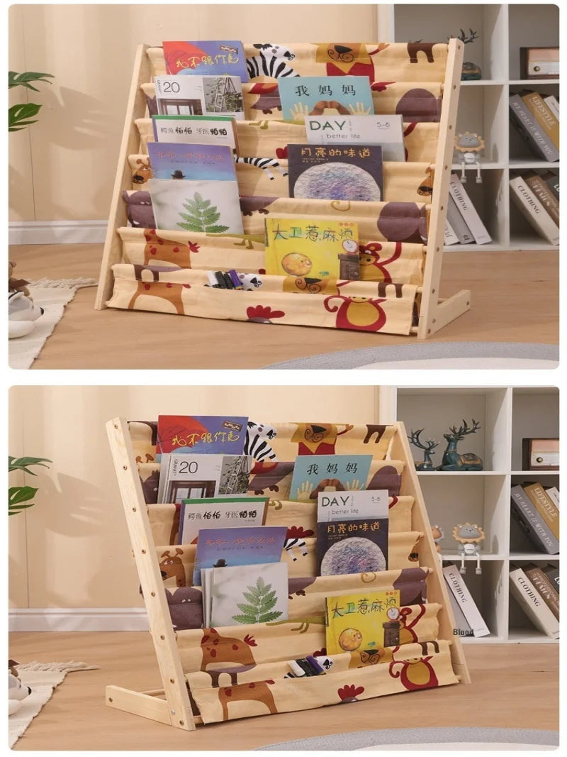 Home Multitier Solid Wood Reading Bookshelf Removable Floor Storage Bookshelf Children's Picture Book Organizer Storage Bookcase