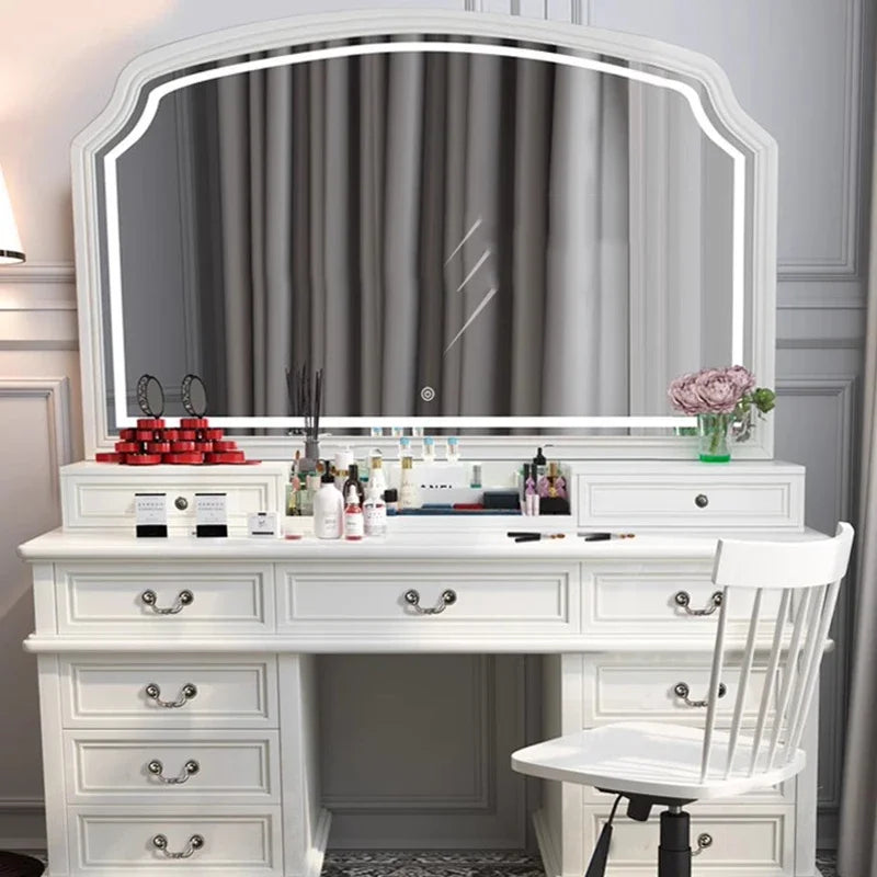 Wooden White Mirror Vanity Table Living Rooms Luxury Salon Drawers Dresser Living Room Beauty Schmink Tisch Bedroom Furniture