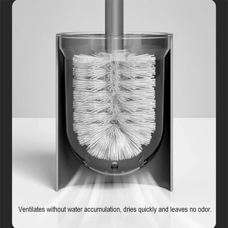Wall-mounted Toilet Brush Punch-free Space Aluminum Toilet Brush No Dead Angle Toilet Brush Bathroom Cleaning Tool