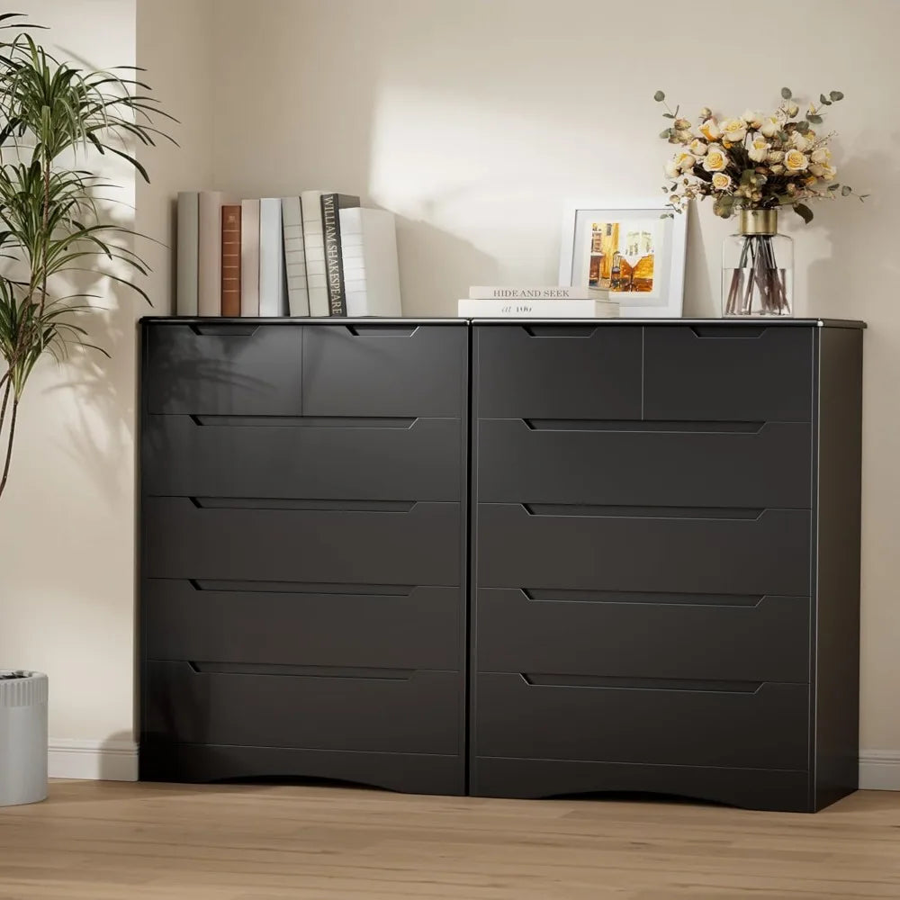 6 Drawer Dresser, Chest of Drawers with Large Storage, White Dressers for Bedroom, Tall Dresser and Organizer with Anti-Trippin
