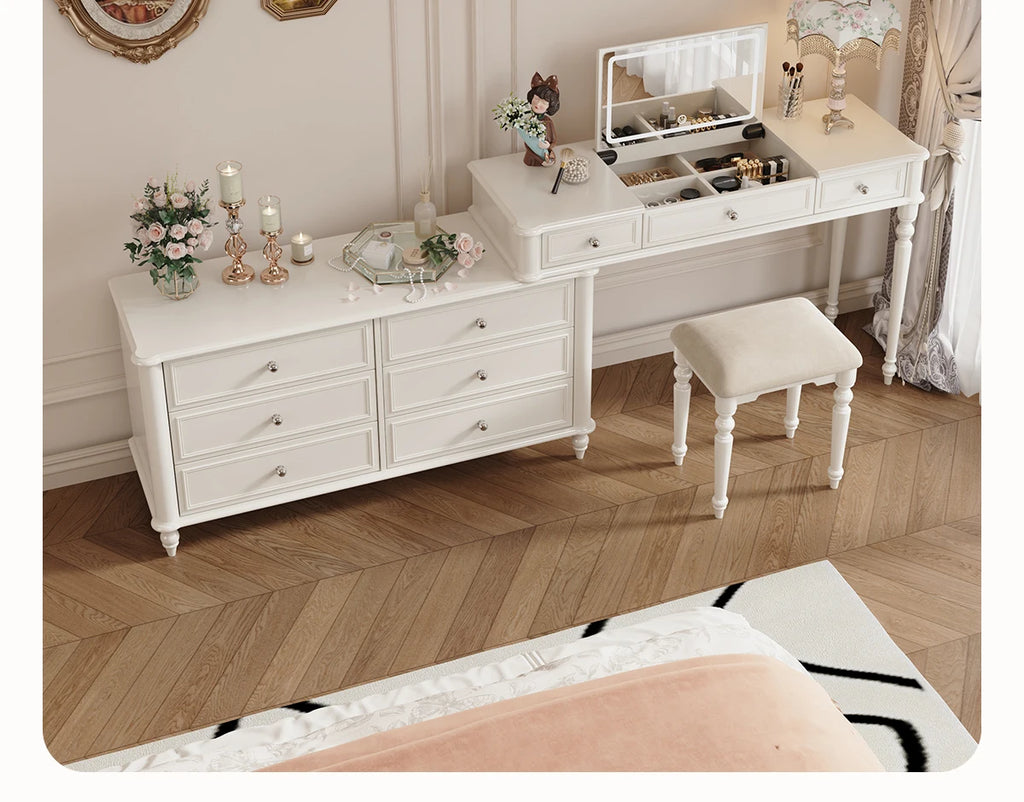 Solid wood dresser chest integrated bedroom cream wind high-end end bed
