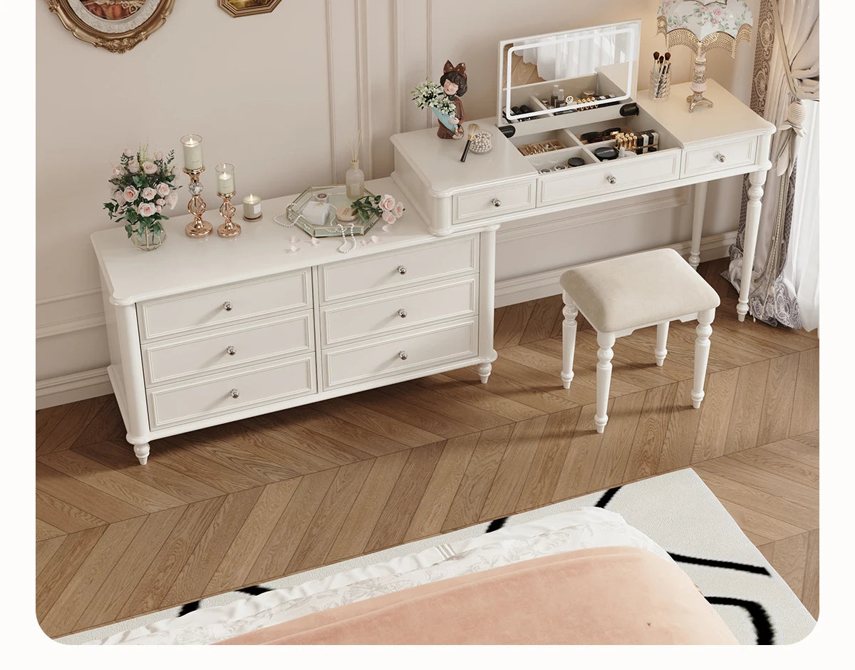 Solid wood dresser chest integrated bedroom cream wind high-end end bed