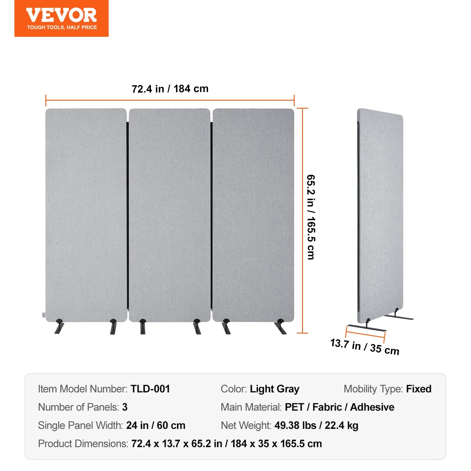 VEVOR 3/4/6 Panel Room Divider Folding Privacy Screen and Portable Freestanding Room Partitions for Office Bedroom Study Hotel