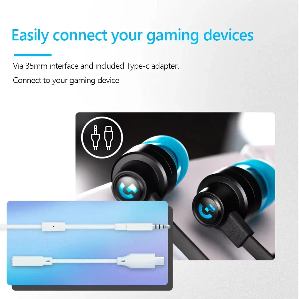 original Logitech G333 Headset Gaming Berkabel In-Ear G333 dengan Mikrofon Tipe C untuk Gaming Laptop Logitech G333 Gaming
