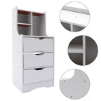 Bymaocar White Storage Nightstand w/ 3 Drawers Side Stand Multifunctional Bedside Cabinet Night Stand Furniture Easy Assembly
