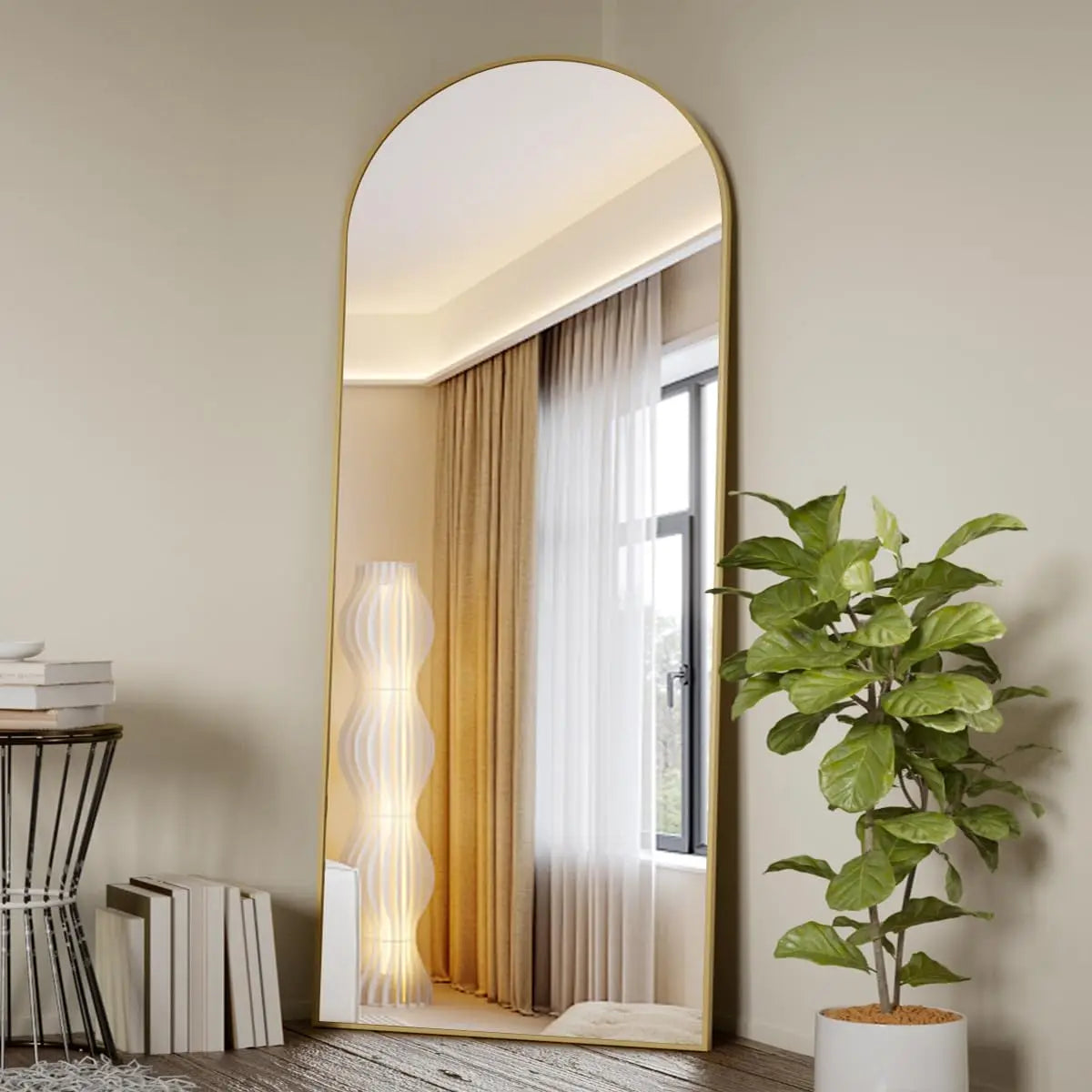 BEAUTYPEAK Arched Full Length Mirror, 71"x26" Full Body Floor Mirror Standing Hanging or Leaning Wall, Full Body Mirror Standing