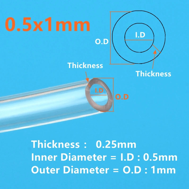 1/5/10M Food Grade Transparent Silicone Rubber Hose ID 0.3 0.5 0.7 0.8 1 1.2 1.5 1.6 1.8 2 2.5mm Flexible Nontoxic Silicone Tube