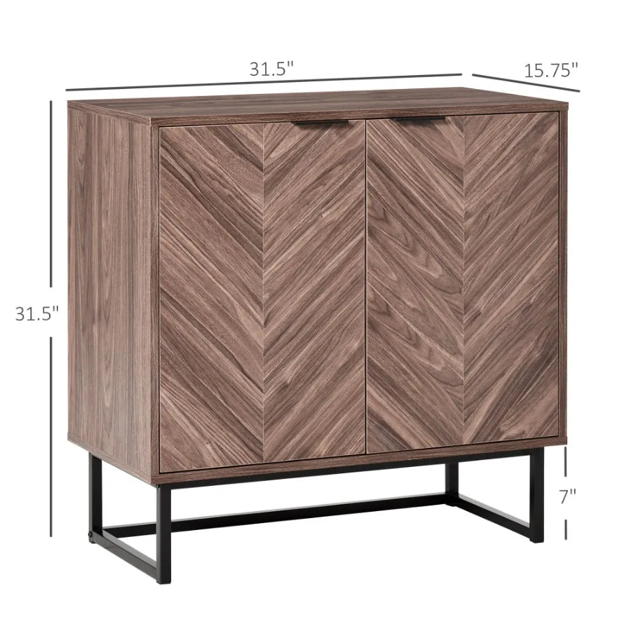 Walnut Double Door Storage Cabinet