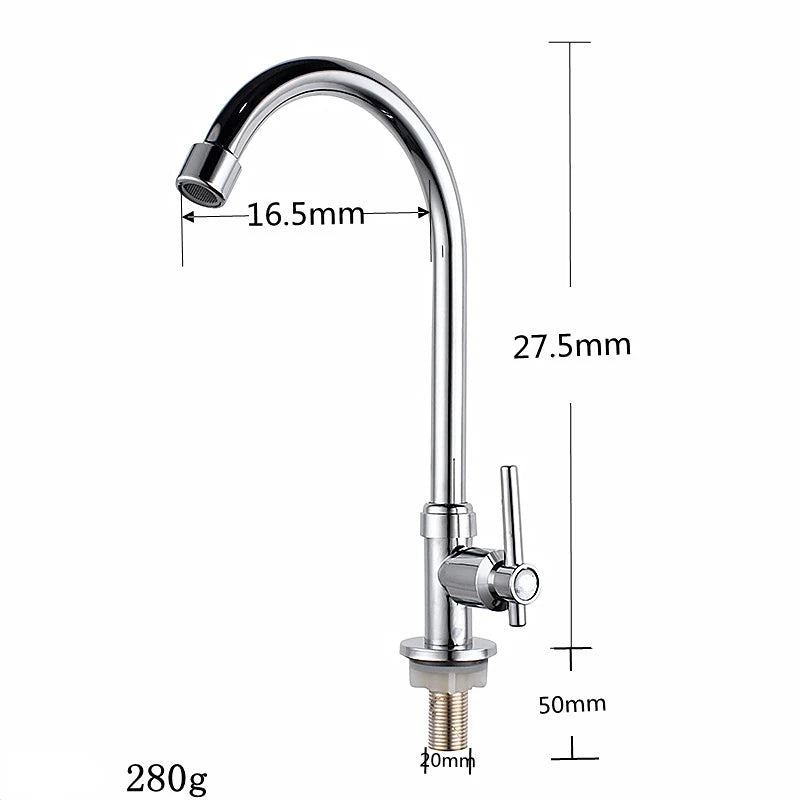 Kitchen Faucet Big Bend Universal Tube Single Cold Wash Basin Sink Faucet Household Rotatable Vertical Faucet