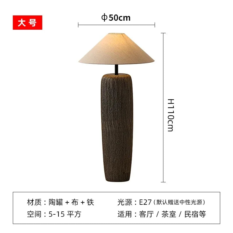 Ceramic Lamp Wabi Sabi Style Vintage Japanese Floor Lamp for Living Room Corner Sofa Lounge Standing Light Decoration Salon