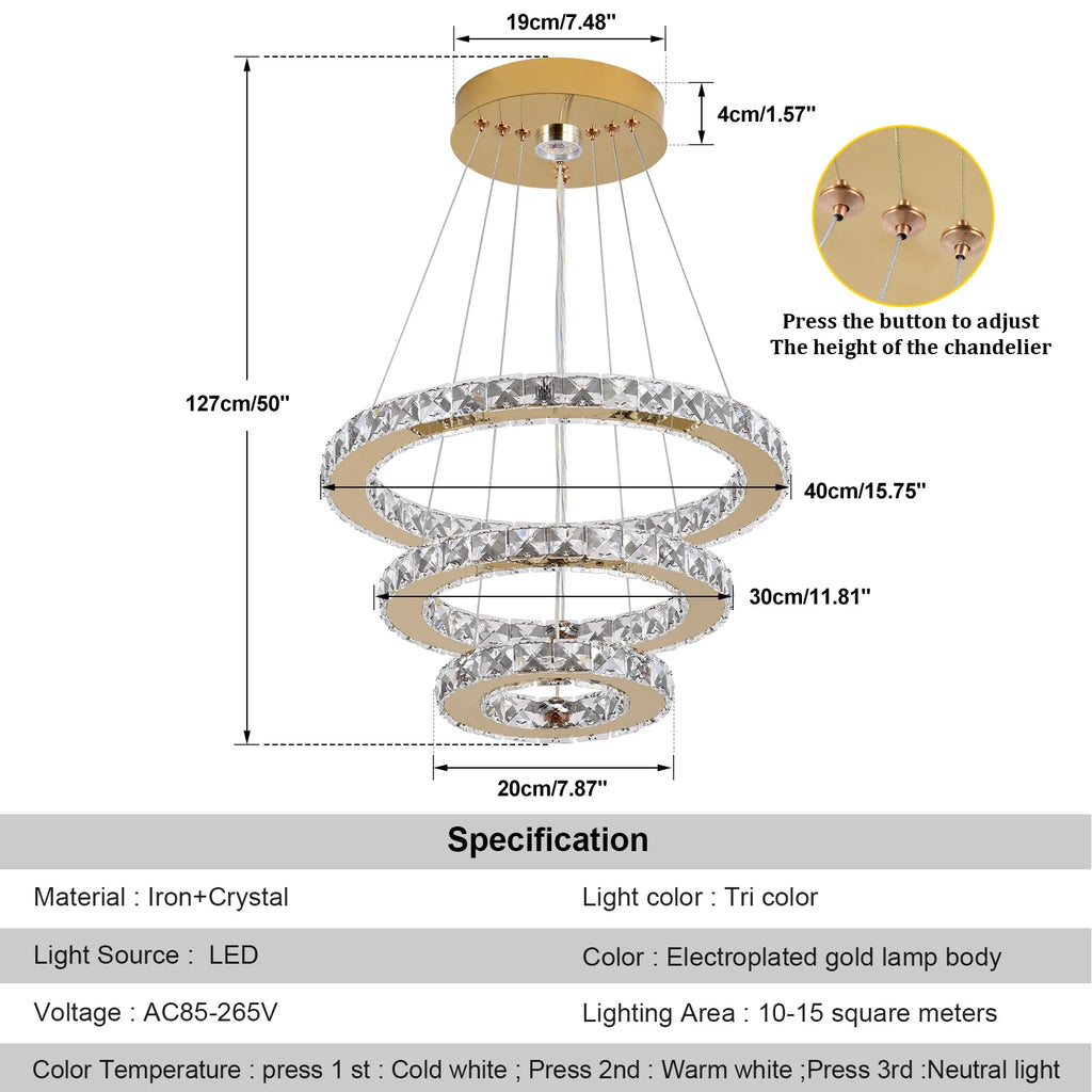 Crystal Pendant Light Led Chandelier Modern Ceiling Hanging Lamp Living Dining Room Nordic Kitchen Island Decor Lustre Fixture