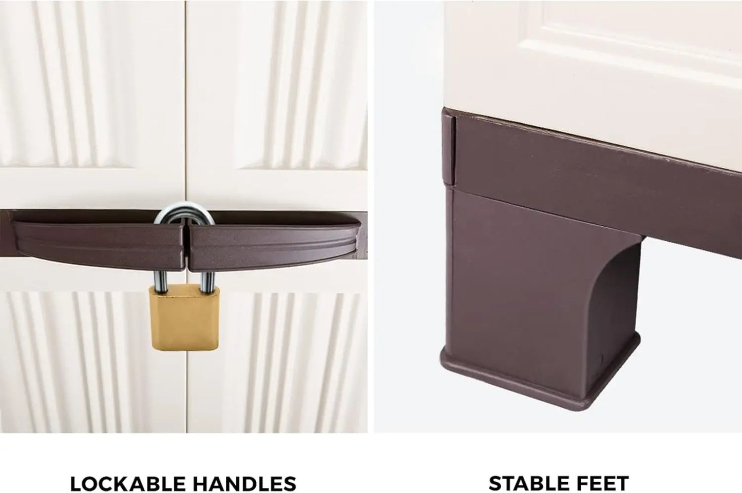 Garden Shed 173cm with Adjustable Shelf and Lockable Doors Outdoor Storage Cabinet Beige