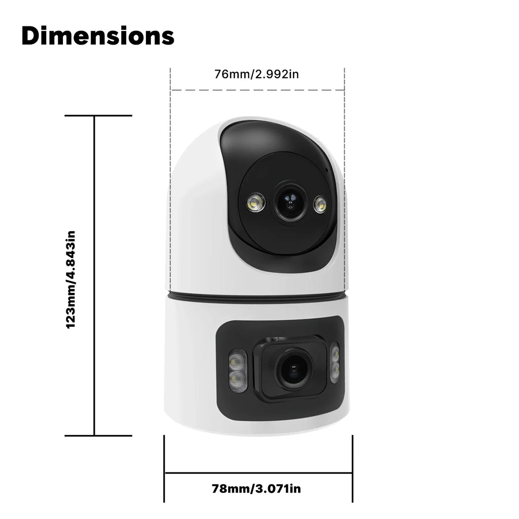 Moes Tuya WiFi Indoor Smart Camera 8MP Dual Screen Lens 2.4G/5G Infrared Night Vision Motion Detection Auto Track Two-Way Audio