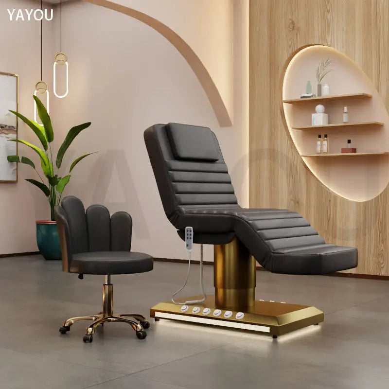 Modern Beauty Salon Center Facial Spa Bed with Foot Control Luminous Diode Electric Massage Beauty Bed Tattoo Embroidery Eyelash Bed