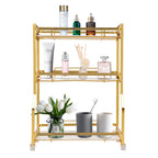3 Tier Bathroom Countertop Organizer, Gold Bathroom Vanity Counter Organizer with Small Storage Basket for Skincare Makeup