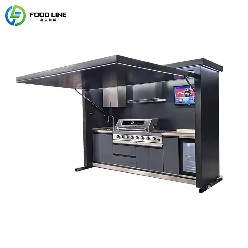 Bbq Outdoor Kitchen Cabinet Outdoor Barbecue Grill Kitchen Container Outdoor Kitchen Pod with Bbq Customized