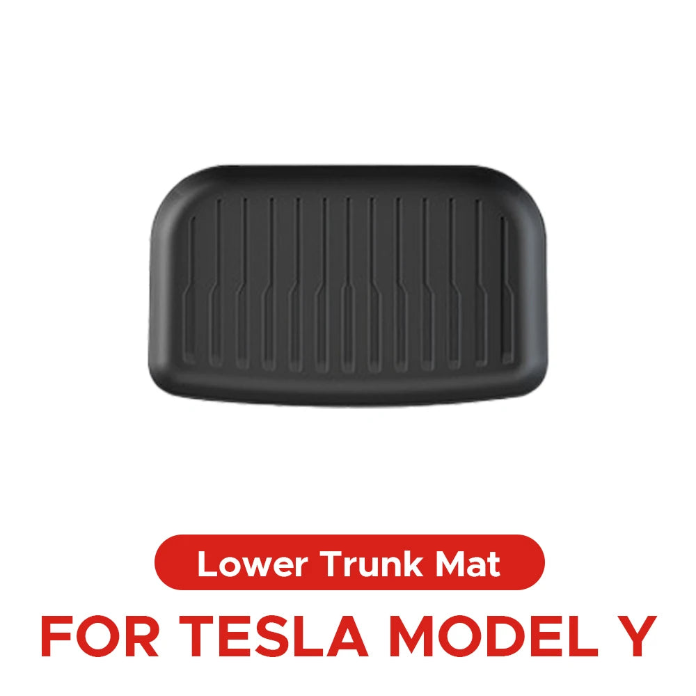 For Tesla Model Y 2020-2024 Front and Back Trunk Mat TPE Carpet Waterproof Weather-resistant Pads Up and Down Layer Mats