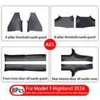 2 4 8Pcs ForTesla Model3/Y Highland 24-25ABS Front Rear Door Sill Protector Threshold Strip Anti-kick Guard Panel Waterproof Pad
