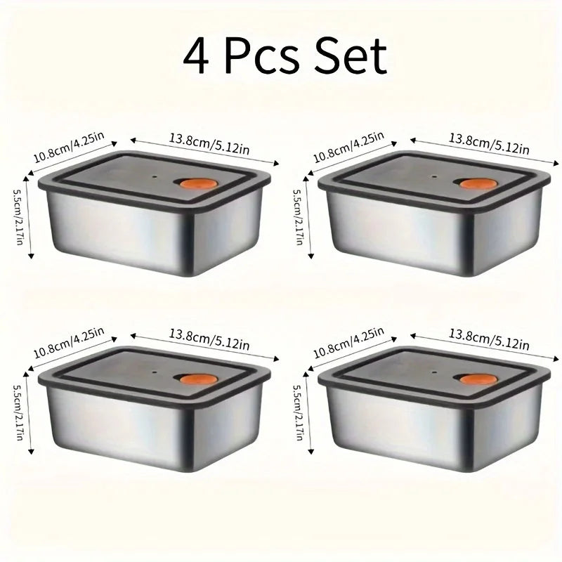 4Pcs Stainless Steel Storage Containers, Kitchen Tools & Accessories, BPA-Free Kitchen Items Leakproof Stackable