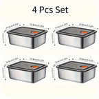 4Pcs Stainless Steel Storage Containers, Kitchen Tools & Accessories, BPA-Free Kitchen Items Leakproof Stackable