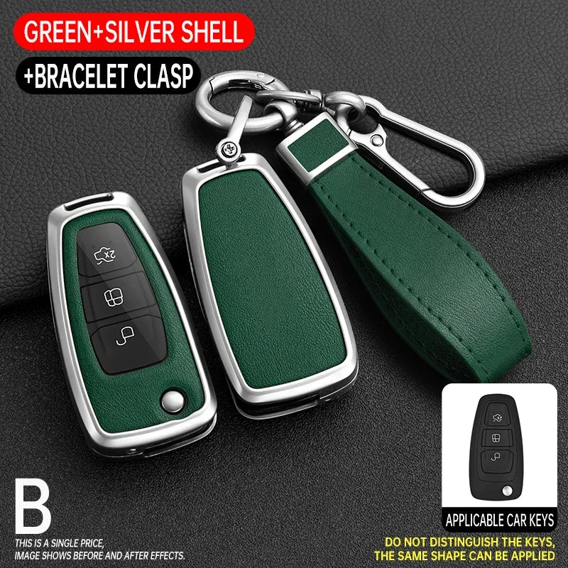 Zinc Alloy + Silicone Car Key Case Cover for Ford Fiesta Ranger C-Max S-Max Focus 3 4 Galaxy Mondeo Transit Tourneo Custom MK4