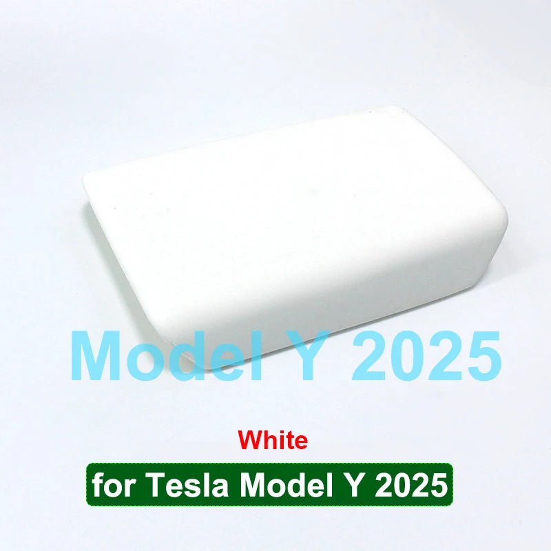 For Tesla Model 3 Y 2023 2025 Armrest Protector Box Cover White Soft TPE Center Console Panel Pad M3H Highland 2024 Accessories