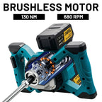 Gisam Cordless Electric Concrete Mixer 6 Gear Brushless Cement Mortar Plaster Mixer Blender Paint Mix For makita 18v battery pin