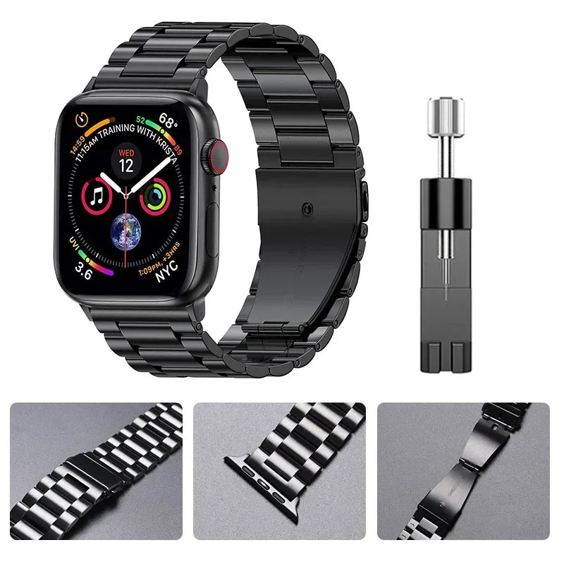 Stainless Steel Apple Watch Band - Metal Bracelet for 38-49mm Series 4-Ultra 2 | AlluCanFind