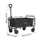 SucceBuy Collapsible Folding Wagon Beach Wagon Cart with All-Terrain Wheels Drink Holders Sports Wagon for Camping Shopping