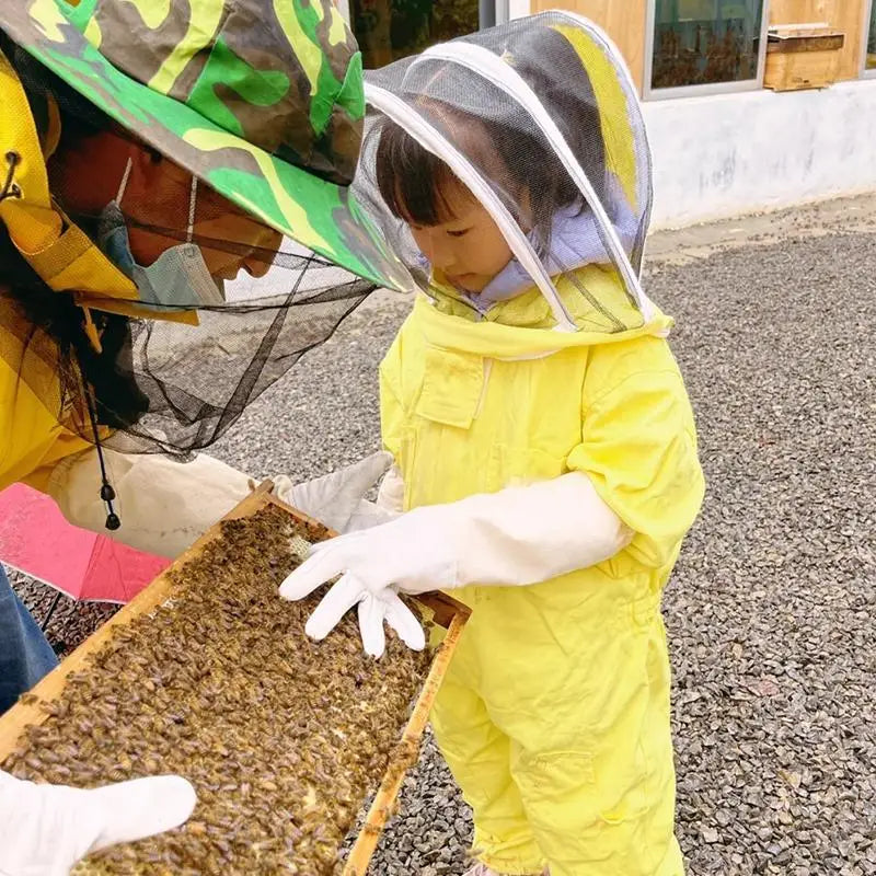 Children Anti-Bee Suit One-Piece Anti Bee Suit with Mesh Mask for Kids Beekeeping Practice Kid Clothing Apiculture Equipement
