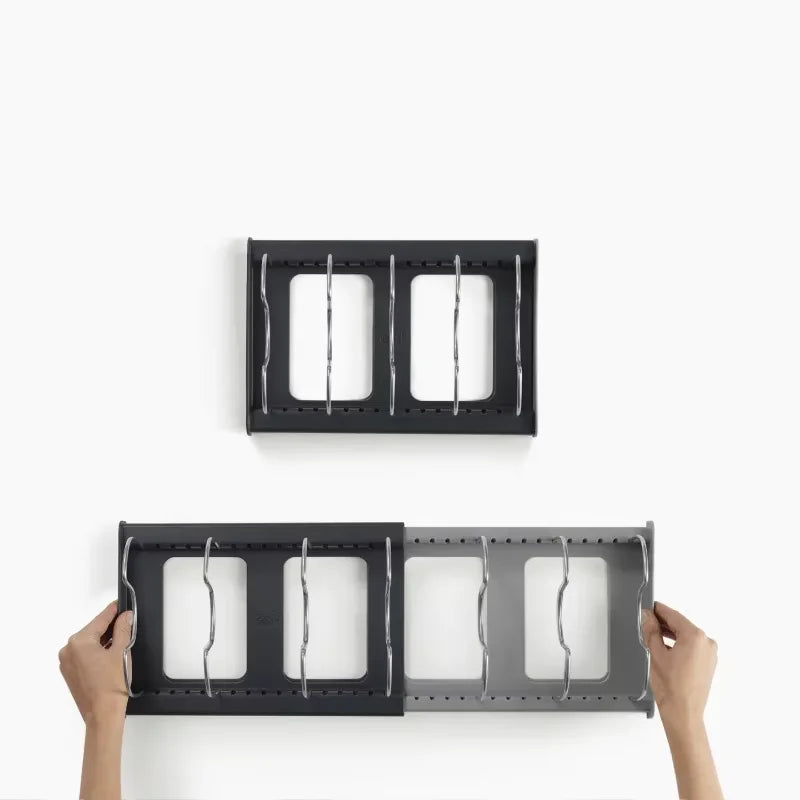 Stainless Steel Expandable Kitchen Cabinet Organizer for Pots Pans Cutting Board Cookware Storage Shelf Drying Rack