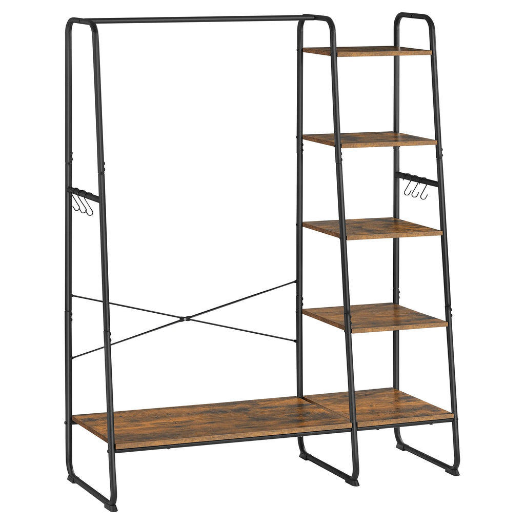 VASAGLE dresses stand, with dresses Rod, shoe shelf, 6 removable hooks