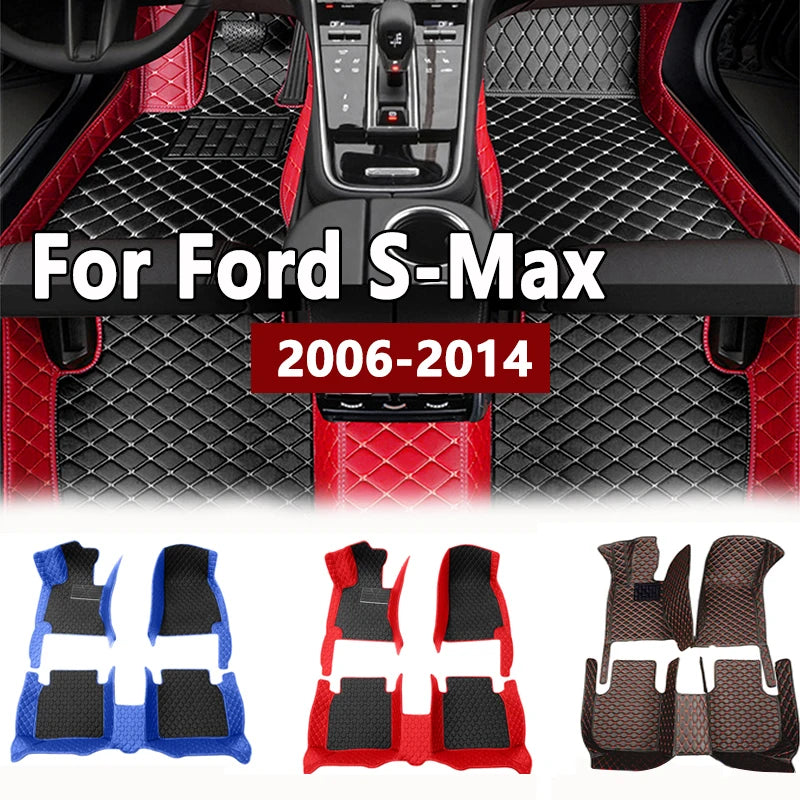 Car Floor Mats For Ford S-Max MK1 2006~2014 7seat Anti-dirt Pads Full Set Waterproof Floor Mat Non-slip Carpets Car Accessories