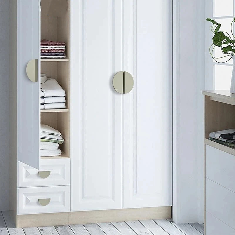 1Piece Colorful Kitchen Cabinet Handles Wardrobe Door Drawer Knob Semi-circular Cream Style Children's Room Color Handle Pairing