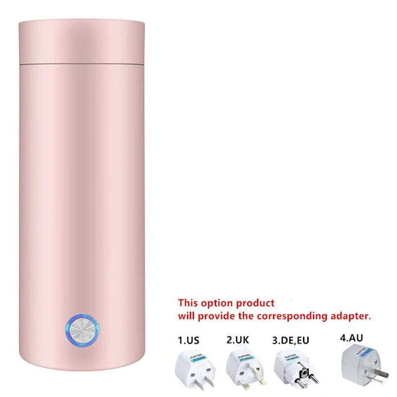 EU Plug Mini Portable Electrothermal Cup 400ML Travel Electric Kettle Heating Water Insulation Integrated Teapot Travel Thermos