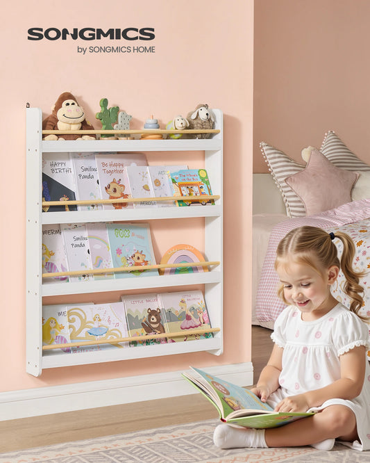 SONGMICS Children's Bookshelf 4 Level toys Shelf CHILDREN'S room Playroom
