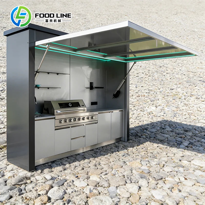 Outdoor Kitchen Set with Bbq and Refrigerator Luxurious Popular for Restaurant Hotel Poolside Custom