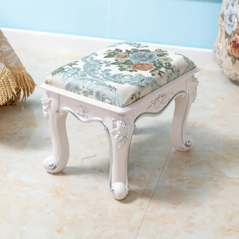 European Fabric Pouf,Modern Round Tea Table Stool, High-Quality Manicure Seat, Living Room Sofa Side Ottoman, Versatile Seating.