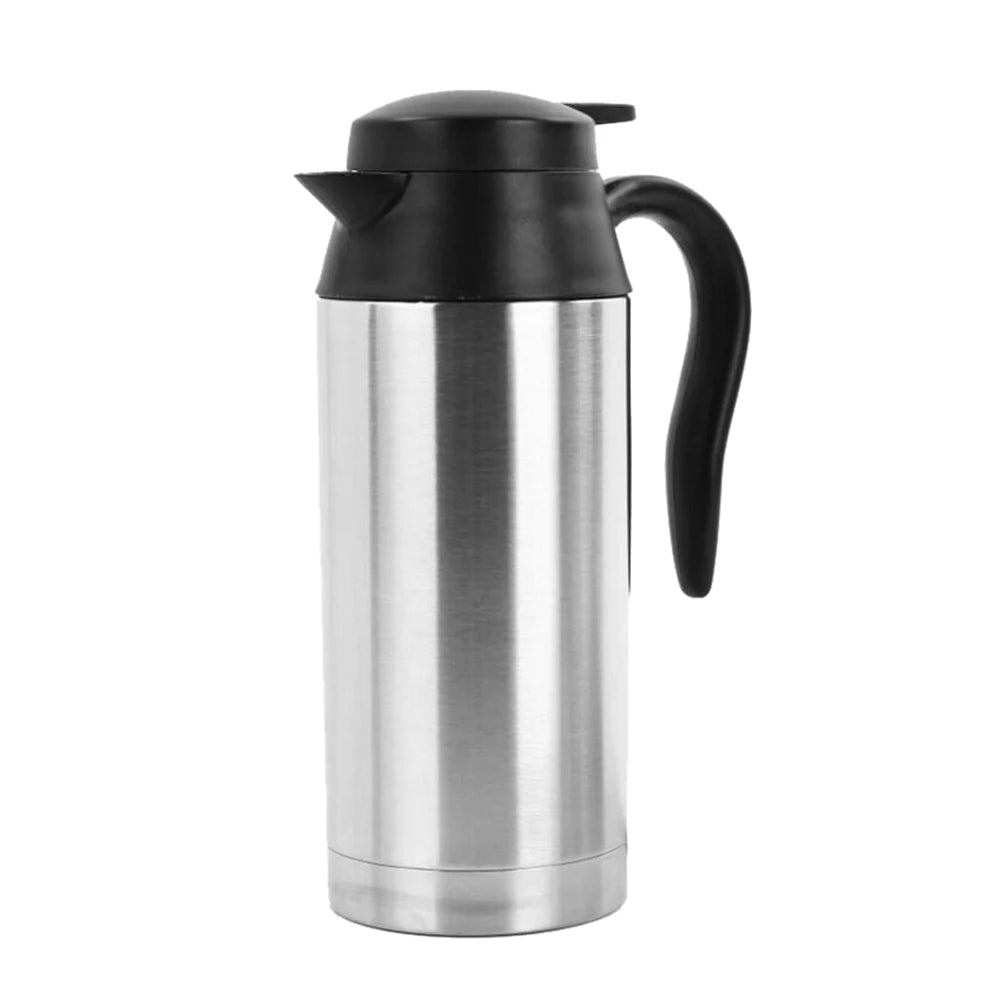 12/24V Car Electric Kettle Stainless Steel 750ml Kettle Pot Heated Boil Dry Protection Heating Travel Cup Kettle Quick Boiling