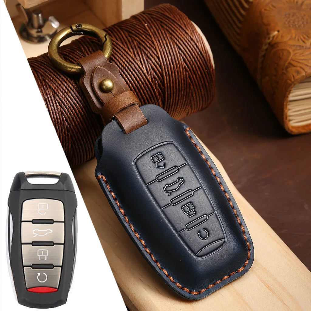 Car Key Case Cover Leather 4 Button Fob for Haval Jolion H6 H7 H4 H9 F5 F7 H2S Big Dog Great Wall Euler White Cat Keyring Holder