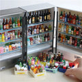 21PCS Kitchen Toy Double-Door Large Refrigerator Miniature Furniture Music Light Food Accessories Model For Girl Birthday Gift