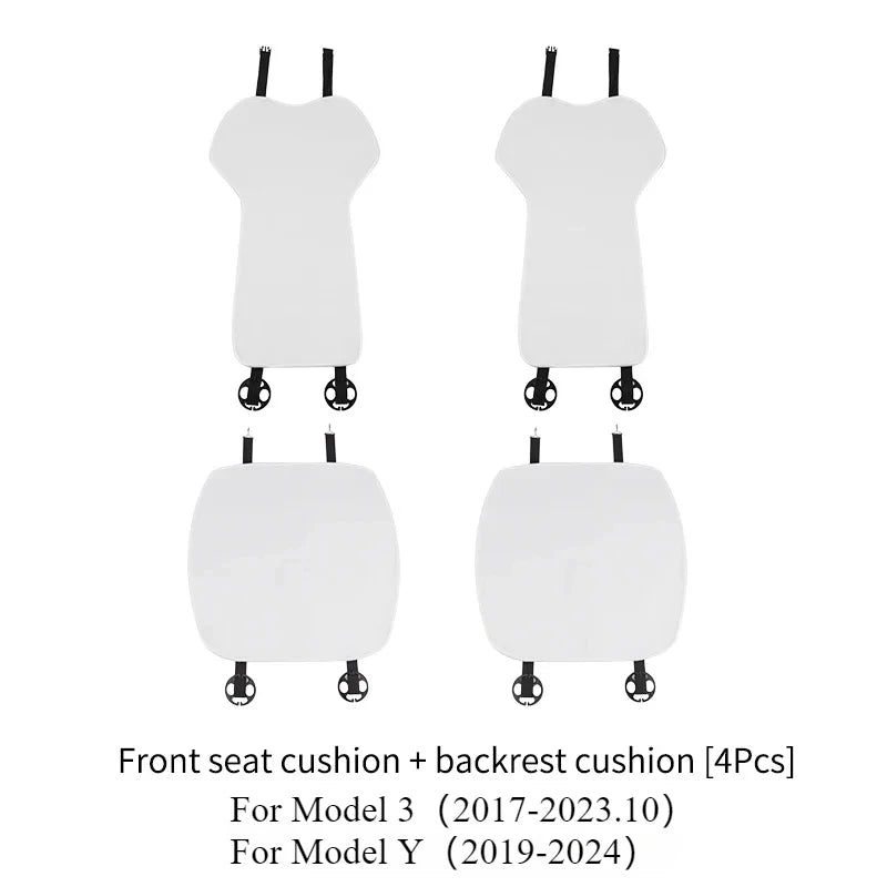 Seat Cover Cushion for Tesla Model 3 Y Flannel White Seat Protection Mat Anti-dirty Non-slip Cushion Car Interior Accessories