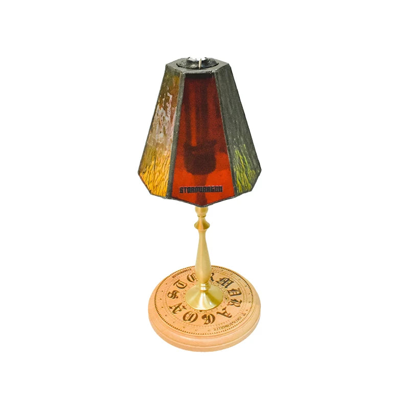 Outdoor Camping Desktop Lamp Holder, Pure Copper, Solid Wood Combination Lamp Holder, Equipped with 1/4 Connecting Screw