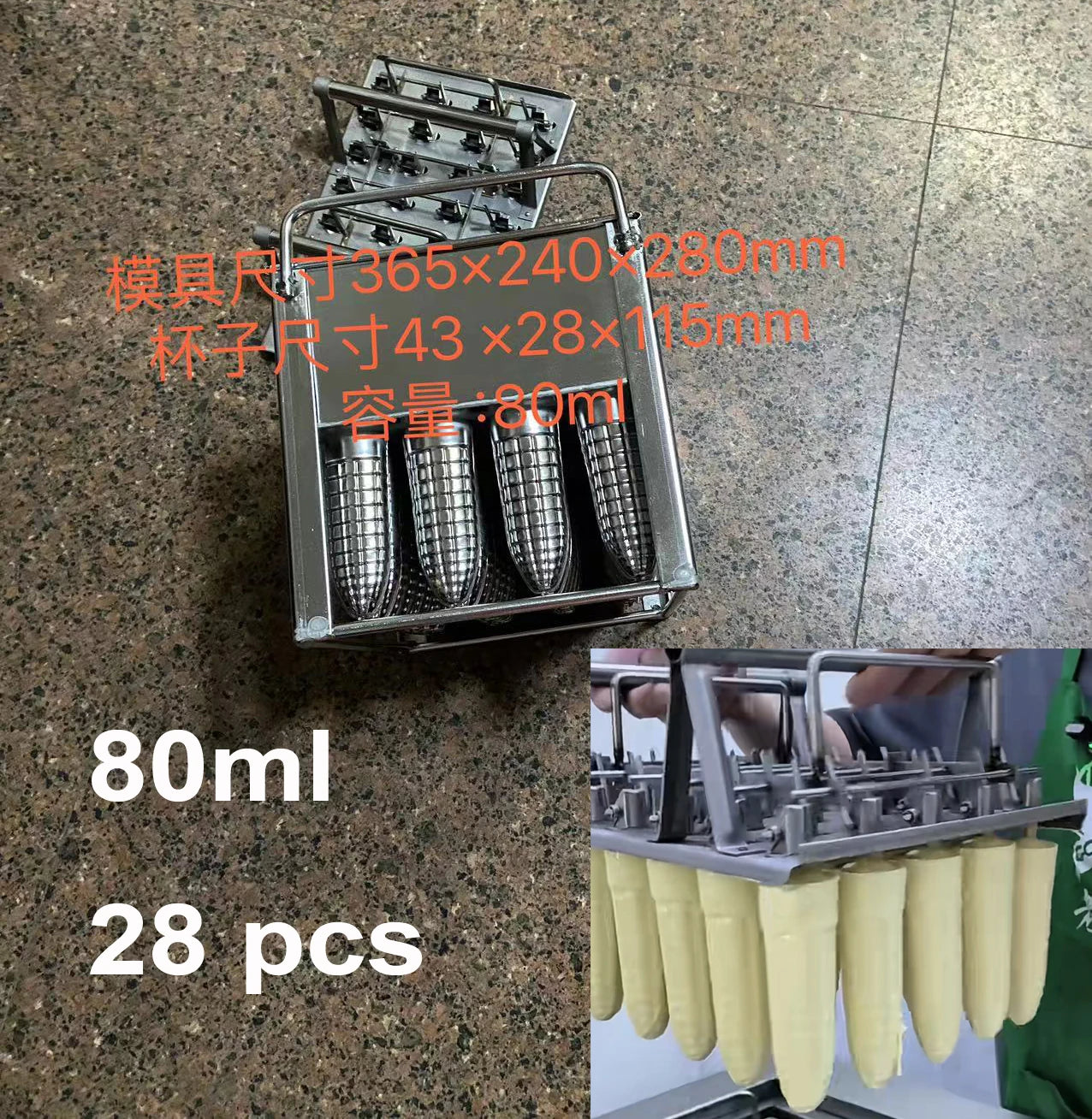40pcs Stainless Steel Popsicle Mould Ice Lolly Mold For Popsicle Machine Fruit Shape DIY Ice Cream Molds With Sticks Holder