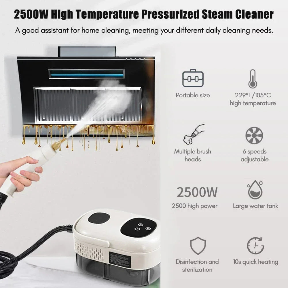 Steam Cleaner High Pressure Sterilization Handhled Temperature Steam Mop Household Air Conditioner Kitchen Hood Car Cleaning