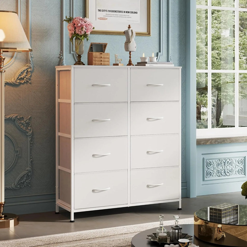 Tall Fabric Dresser with 8 Drawers – Double Storage Tower for Bedroom