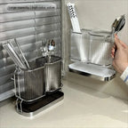 Wall Mounted Kitchen Cutlery Organizer Light Luxury Chopstick Spoon Holder Stainless steel Utensil Drying Rack
