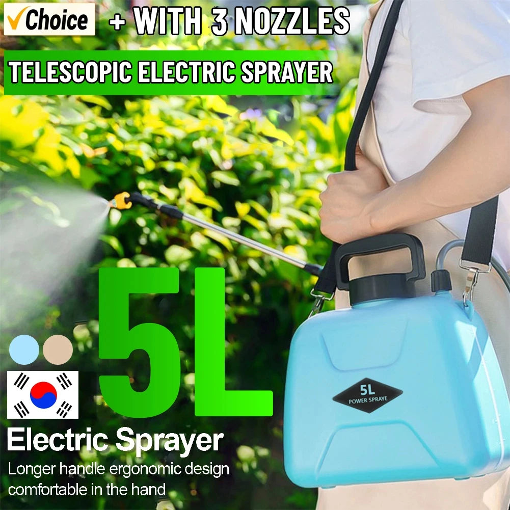 5L Electric Sprayer USB Rechargeable Garden Irrigation Sprinklers 2 Modes Telescopic Handle with Shoulder Strap Garden Supplies
