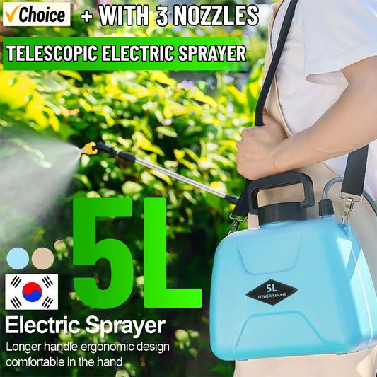 5L Electric Sprayer USB Rechargeable Garden Irrigation Sprinklers 2 Modes Telescopic Handle with Shoulder Strap Garden Supplies
